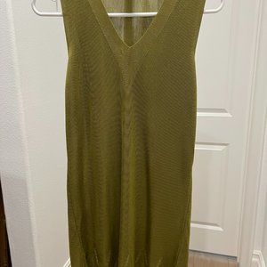 Green knit V-Neck with details down the bottom.